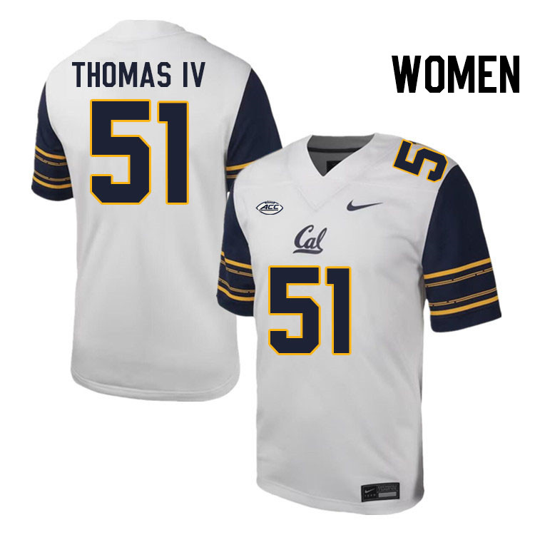 Women #51 Curlee Thomas IV California Golden Bears ACC Conference College Football Jerseys Stitched